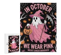 Puzzle 500 PCS October Breast Cancer Awareness Ghost Puzzles pour Adultes, Jouet, Décoration Murale, Motif À Assembler, Idéal comme Cadeau pour Toute La Famille 500 PCS