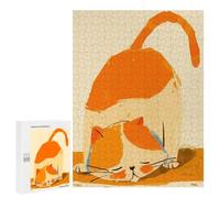 Puzzle 500 PCS Orange Cat Stretching Puzzles pour Adultes, Jouet, Décoration Murale, Cadeau d'anniversaire, Idéal pour Toute La Famille 500 PCS