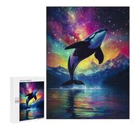 Puzzle 500 PCS Orca Whale Leaping in Cosmic Waters Puzzles pour Adolescents Course De Vitesse Manuelle Activités Amusantes À La Maison Jeu Stimulant Et Jeu en Famille 500 PCS