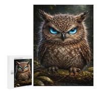 Puzzle 500 PCS Owl with Piercing Blue Eyes Portrait Puzzle Anti-Stress, Jouet Amusant Et Humoristique, Idéal en Cadeau pour Toute La Famille 500 PCS