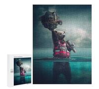 Puzzle 500 PCS pour Adolescentes Bear Floating Island Life Jacket Puzzle pour Adultes, Jouet, Décoration Murale, Cadeaux pour Femmes, Cadeaux Uniques pour Anniversaire Et Noël 500 PCS