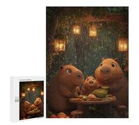 Puzzle 500 PCS pour Adolescentes Capybara Family Dinner in The Rain Puzzle pour Adultes, Jouet, Décoration Murale, Cadeaux pour Femmes, Cadeaux Uniques pour Anniversaire Et Noël 500 PCS