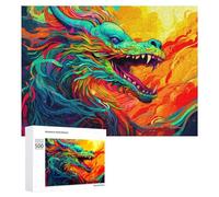 Puzzle 500 PCS pour Adolescentes Colorful Dragon Artwork Puzzles pour Adolescentes Jeux Amusants Assemblage De Motifs Aide À Exercer Le Cerveau 500 PCS