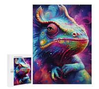 Puzzle 500 PCS pour Adolescentes Colorful Lizard Portrait -1 Puzzles pour Adolescentes Jeux Amusants Assemblage De Motifs Aide À Exercer Le Cerveau 500 PCS