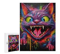 Puzzle 500 PCS pour Adolescentes Colorful Monster Cat Artwork Puzzles pour Adolescentes Jeux Amusants Assemblage De Motifs Aide À Exercer Le Cerveau 500 PCS