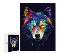 Puzzle 500 PCS pour Adolescentes Colorful Wolf Art Print Puzzle pour Adultes, Jouet, Décoration Murale, Cadeaux pour Femmes, Cadeaux Uniques pour Anniversaire Et Noël 500 PCS