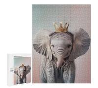 Puzzle 500 PCS pour Adolescentes Elephant Pastel Crown Puzzle pour Adultes, Jouet, Décoration Murale, Cadeaux pour Femmes, Cadeaux Uniques pour Anniversaire Et Noël 500 PCS