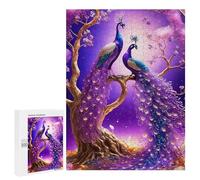 Puzzle 500 PCS pour Adolescentes Enchanted Peacock Pair in Fantasy Forest Puzzles pour Adolescentes Jeux Amusants Assemblage De Motifs Aide À Exercer Le Cerveau 500 PCS
