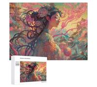 Puzzle 500 PCS pour Adolescentes Fantasy Artwork Woman with Flowers-2 Puzzles pour Adolescentes Jeux Amusants Assemblage De Motifs Aide À Exercer Le Cerveau 500 PCS