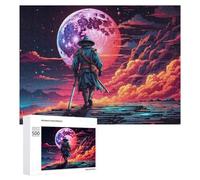 Puzzle 500 PCS pour Adolescentes Fantasy Samurai Moonlit Journey Puzzles pour Adolescentes Jeux Amusants Assemblage De Motifs Aide À Exercer Le Cerveau 500 PCS