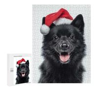 Puzzle 500 PCS pour Adolescentes Festive Schipperke Dog with Santa Hat Puzzle pour Adultes, Jouet, Décoration Murale, Cadeaux pour Femmes, Cadeaux Uniques pour Anniversaire Et Noël 500 PCS