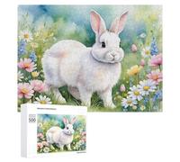 Puzzle 500 PCS pour Adolescentes Floral Field Bunny Puzzles pour Adolescentes Jeux Amusants Assemblage De Motifs Aide À Exercer Le Cerveau 500 PCS