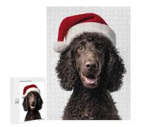Puzzle 500 PCS pour Adolescentes Irish Water Spaniel with Santa Hat Puzzle pour Adultes, Jouet, Décoration Murale, Cadeaux pour Femmes, Cadeaux Uniques pour Anniversaire Et Noël 500 PCS