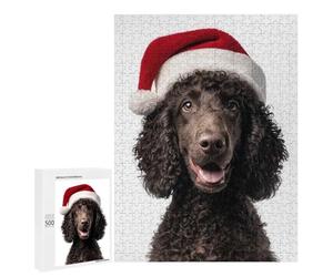Puzzle 500 PCS pour Adolescentes Irish Water Spaniel with Santa Hat Puzzle pour Adultes, Jouet, Décoration Murale, Cadeaux pour Femmes, Cadeaux Uniques pour Anniversaire Et Noël 500 PCS