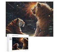 Puzzle 500 PCS pour Adolescentes King of Beasts Lion Vs Tiger Puzzles pour Adolescentes Jeux Amusants Assemblage De Motifs Aide À Exercer Le Cerveau 500 PCS