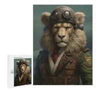 Puzzle 500 PCS pour Adolescentes Lion As A Pilot Puzzle pour Adultes, Jouet, Décoration Murale, Cadeaux pour Femmes, Cadeaux Uniques pour Anniversaire Et Noël 500 PCS