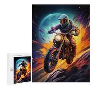 Puzzle 500 PCS pour Adolescentes Motorcycle in Space Puzzles pour Adolescentes Jeux Amusants Assemblage De Motifs Aide À Exercer Le Cerveau 500 PCS