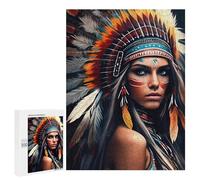 Puzzle 500 PCS pour Adolescentes Native American Headdress Artwork Puzzles pour Adolescentes Jeux Amusants Assemblage De Motifs Aide À Exercer Le Cerveau 500 PCS