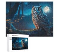 Puzzle 500 PCS pour Adolescentes Night Owl in Moonlit Forest Puzzles pour Adolescentes Jeux Amusants Assemblage De Motifs Aide À Exercer Le Cerveau 500 PCS
