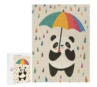 Puzzle 500 PCS pour Adolescentes Panda with Umbrella in Rain Puzzle pour Adultes, Jouet, Décoration Murale, Cadeaux pour Femmes, Cadeaux Uniques pour Anniversaire Et Noël 500 PCS
