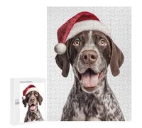 Puzzle 500 PCS pour Adolescentes Pointer Dog with Santa Hat Portrait Puzzle pour Adultes, Jouet, Décoration Murale, Cadeaux pour Femmes, Cadeaux Uniques pour Anniversaire Et Noël 500 PCS