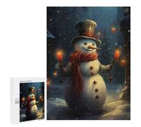 Puzzle 500 PCS pour Adolescentes Smiling Snowman with Candles Puzzle pour Adultes, Jouet, Décoration Murale, Cadeaux pour Femmes, Cadeaux Uniques pour Anniversaire Et Noël 500 PCS