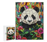 Puzzle 500 PCS pour Adolescentes Stained Glass Panda Puzzle pour Adultes, Jouet, Décoration Murale, Cadeaux pour Femmes, Cadeaux Uniques pour Anniversaire Et Noël 500 PCS