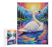 Puzzle 500 PCS pour Adolescentes Swan Serenity A Colorful Landscape Puzzles pour Adolescentes Jeux Amusants Assemblage De Motifs Aide À Exercer Le Cerveau 500 PCS