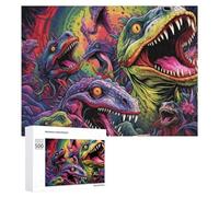 Puzzle 500 PCS pour Adolescentes Vibrant Dinosaur Fantasy Artwork Puzzles pour Adolescentes Jeux Amusants Assemblage De Motifs Aide À Exercer Le Cerveau 500 PCS
