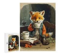 Puzzle 500 PCS pour Adolescentes Vintage Fox Cub Coffe Puzzle pour Adultes, Jouet, Décoration Murale, Cadeaux pour Femmes, Cadeaux Uniques pour Anniversaire Et Noël 500 PCS