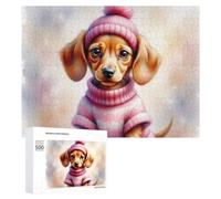 Puzzle 500 PCS pour Adolescentes Winter Warmth for Pups Puzzles pour Adolescentes Jeux Amusants Assemblage De Motifs Aide À Exercer Le Cerveau 500 PCS
