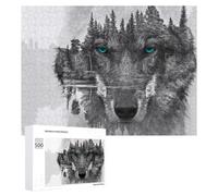 Puzzle 500 PCS pour Adolescentes Wolf Reflection Nature's Artistry Puzzles pour Adolescentes Jeux Amusants Assemblage De Motifs Aide À Exercer Le Cerveau 500 PCS