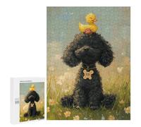 Puzzle 500 PCS pour Adolescents Adorable Poodle with Rubber Duck Puzzles pour Adultes : Améliorent La Mémoire, Difficiles Et Stimulants, Cadeaux De Noël Et d'anniversaire 500 PCS