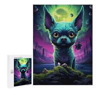 Puzzle 500 PCS pour Adolescents Alien Dog in Space Adventure Puzzle pour Adolescents Améliore La Mémoire Défi À Compléter Amusant en Famille Et Soirée Jeux 500 PCS