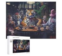 Puzzle 500 PCS pour Adolescents Animals in Formal Attire Enjoying Tea Party Puzzle pour Adultes Jeu De Réflexion, Analyse Et Logique, Idéal comme Cadeau 500 PCS