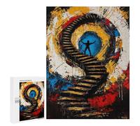 Puzzle 500 PCS pour Adolescents Ascension of The Mind - Expressionist Surreal Stairway Jeux De Puzzle Relaxants, Défi Difficile, Cadeaux Uniques pour Anniversaire Et Noël 500 PCS