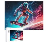 Puzzle 500 PCS pour Adolescents Astronaut Skateboarding in Space Puzzles pour Adultes Jeu Familial Course De Vitesse Manuelle Cadeaux Anti-Stress 500 PCS