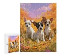 Puzzle 500 PCS pour Adolescents Autumn Puppies in Field Puzzle pour Adolescents Améliore La Mémoire Défi À Compléter Amusant en Famille Et Soirée Jeux 500 PCS