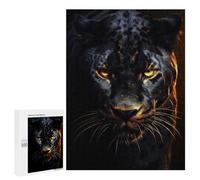 Puzzle 500 PCS pour Adolescents Black Leopard in Gold Jeux De Puzzle Relaxants, Défi Difficile, Cadeaux Uniques pour Anniversaire Et Noël 500 PCS