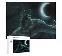 Puzzle 500 PCS pour Adolescents Black Panther Under The Moonlit Sky Puzzle pour Adultes, Jouet, Décoration Murale, Améliore La Mémoire, Aide À Exercer Le Cerveau 500 PCS