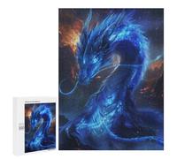 Puzzle 500 PCS pour Adolescents Blue Dragon Flame Puzzles pour Adultes Jeu Familial Décoration Intérieure pour Anniversaire, Noël 500 PCS