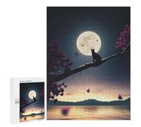 Puzzle 500 PCS pour Adolescents Cat Moon and Stars 3D Puzzle pour Adultes Jouets Anti-Stress Difficile Idéal comme Cadeau 500 PCS