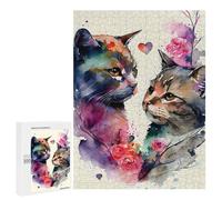 Puzzle 500 PCS pour Adolescents Cat Romantic Couple Puzzle Jeux De Famille Assemblage De Motifs Cadeaux Uniques pour Anniversaire Et Noël 500 PCS