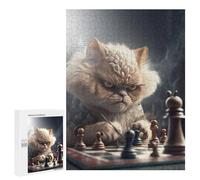 Puzzle 500 PCS pour Adolescents Charming Cat Chess Masterpiece Puzzle Adulte Jeu Manuel Décoration Intérieure Cadeaux Uniques pour Anniversaire Et Noël 500 PCS