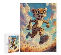 Puzzle 500 PCS pour Adolescents Cheetah Running Puzzle Jeux De Famille Assemblage De Motifs Cadeaux Uniques pour Anniversaire Et Noël 500 PCS
