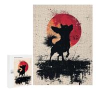 Puzzle 500 PCS pour Adolescents Chihuahua Silhouette with Red Moon Puzzles pour Adultes Jeu Familial Décoration Intérieure pour Anniversaire, Noël 500 PCS