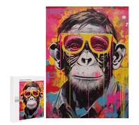 Puzzle 500 PCS pour Adolescents Chimpanzee Glasses Casse-têtes pour Adultes Jeux Relaxants Analyse Et Logique Interaction Parent-Enfant 500 PCS