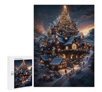 Puzzle 500 PCS pour Adolescents Christmas Village in The Mountains Puzzle Jeux De Famille Assemblage De Motifs Cadeaux Uniques pour Anniversaire Et Noël 500 PCS