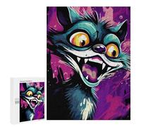 Puzzle 500 PCS pour Adolescents Colorful Angry Cat Art Print Puzzle pour Adolescents Améliore La Mémoire Défi À Compléter Amusant en Famille Et Soirée Jeux 500 PCS