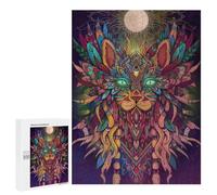 Puzzle 500 PCS pour Adolescents Colorful Cat Mandala Artwork Puzzle pour Adultes, Jouet, Décoration Murale, Améliore La Mémoire, Aide À Exercer Le Cerveau 500 PCS